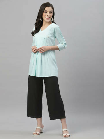 Juniper Women's Black Rayon Straight Solid Pant/Slim Pant | Swadesiicart