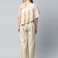 Ahalyaa Women Off White Crepe Floral Printed Top with Palazzos | Swadesiicart