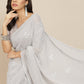 Tikhi Imli Grey Embroidered Mirror-Work Saree | Swadesiicart