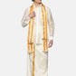 Sethukrishna Men Cream-Coloured Solid Art Silk Dhoti With Angavastram | Swadesiicart
