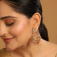 Nuyug 22k Gold-Plated Kundan Chandbali Earrings with Pink Stones | Swadesiicart