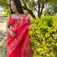 Vamsee Red Organza Saree - Swadesiicart