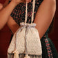 Masq Blue & Gold-Toned Embellished Embroidered Potli Clutch - Swadesiicart
