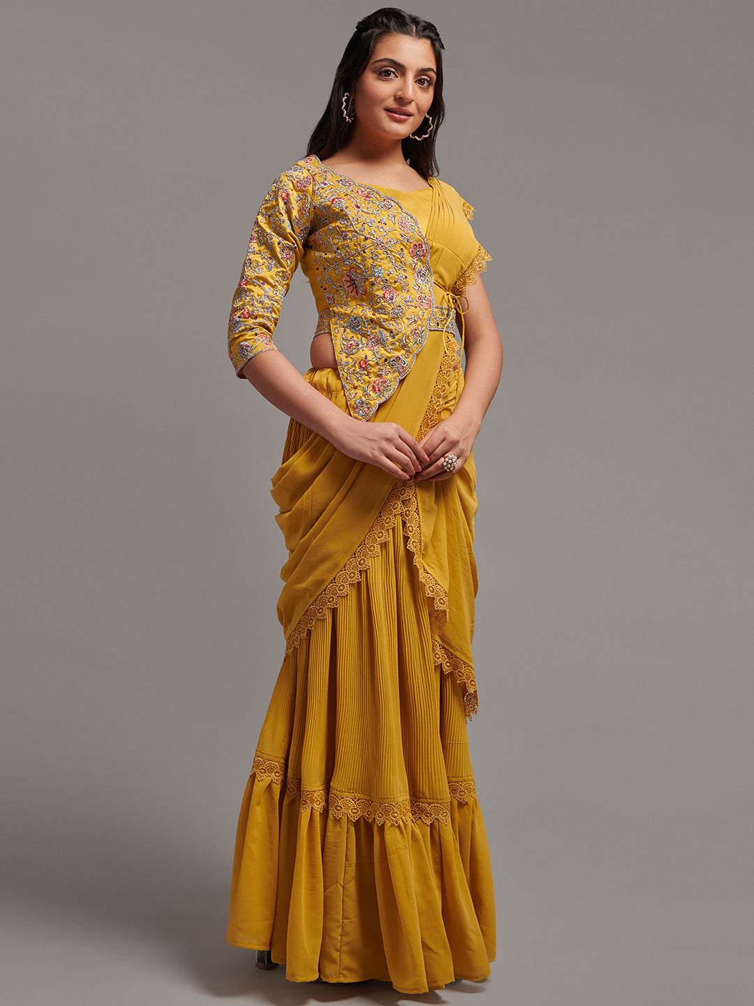 Kalini Embellished Pure Georgette Ready To Wear Saree | Swadesiicart