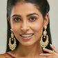 Nuyug 22K Gold-Plated Elegant Kundan Studded & Beaded Floral Chandbali Earrings | Swadesiicart