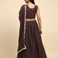 Brown Georgette Embroidered Lehenga choli with Dupatta - Dhara | Swadesiicart