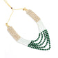 Mominos Fashion Johar Kamal Gold-Polished Rani Haar with Cream Green and Off white Pearls Jewellery Set - Swadesiicart