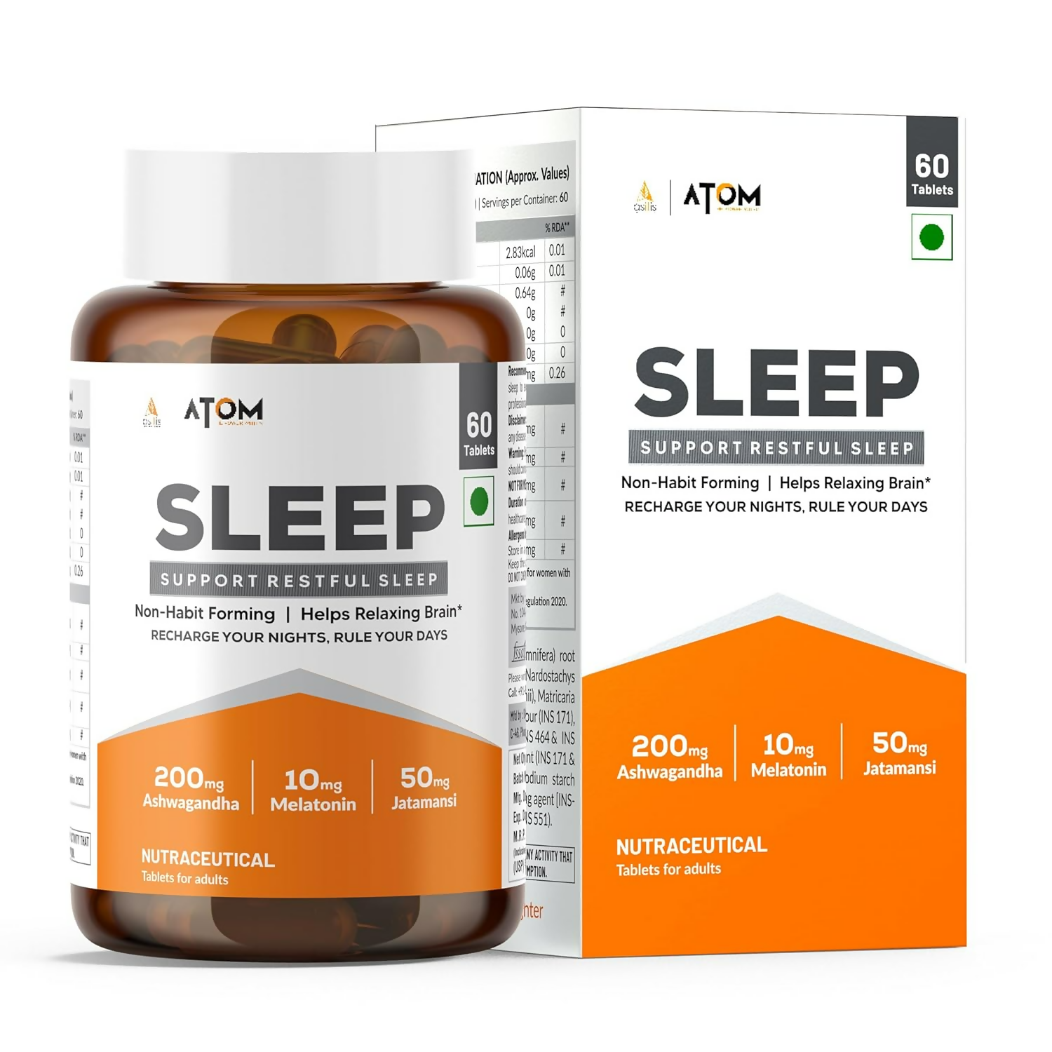 As-It-Is Atom Sleep Non-Addictive Sleep-Aid Veg Tablets | Swadesiicart