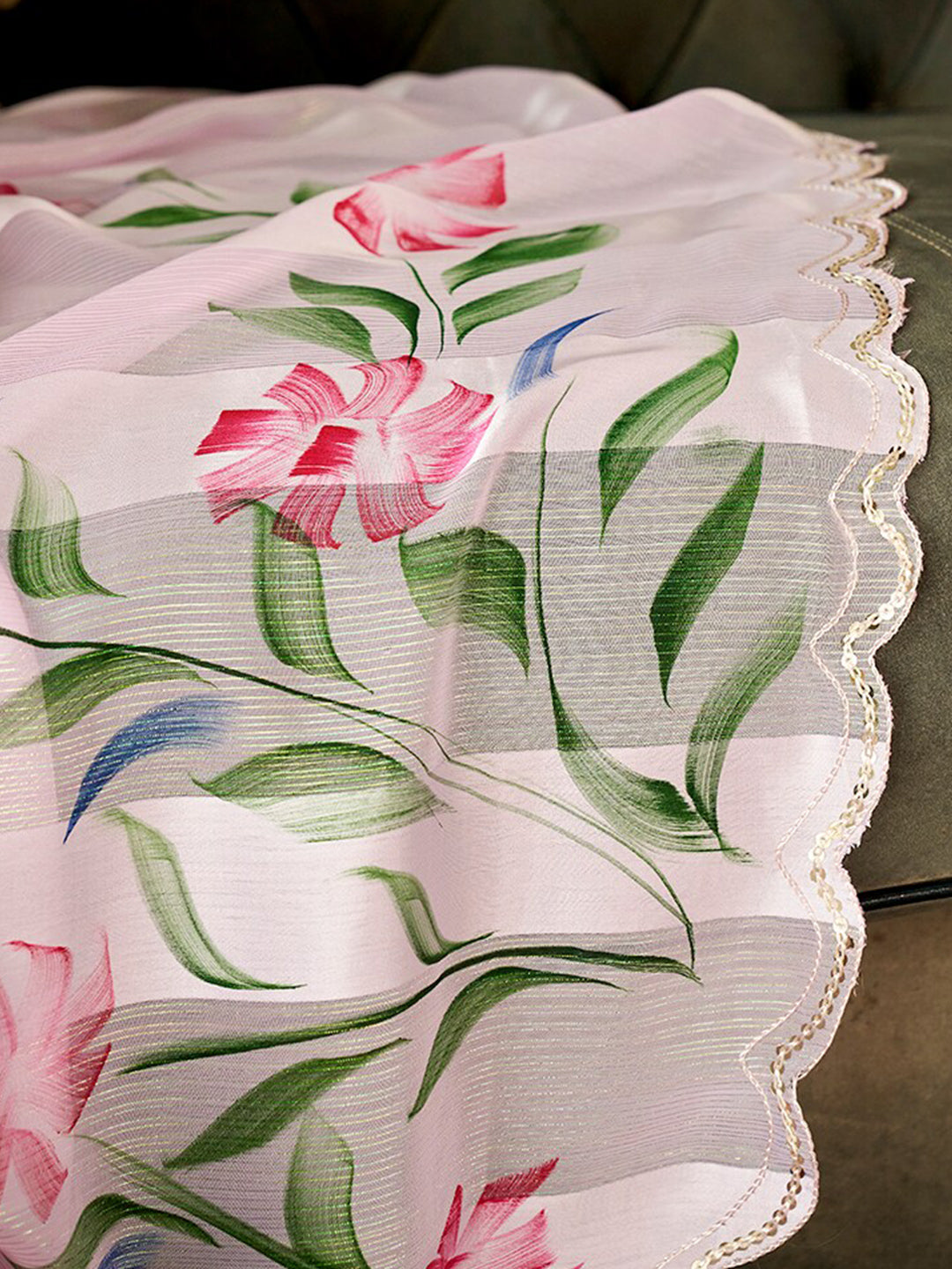 Tikhi Imli Floral Printed Sequinned Saree | Swadesiicart
