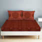 SPACES Aurum Red Ethnic Motifs Pure Cotton 140 TC Queen Bedsheet with 2 Pillow Covers - Swadesiicart