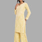 ADA Ethnic Motifs Embroidered Regular Chikankari Kurta with Palazzos | Swadesiicart