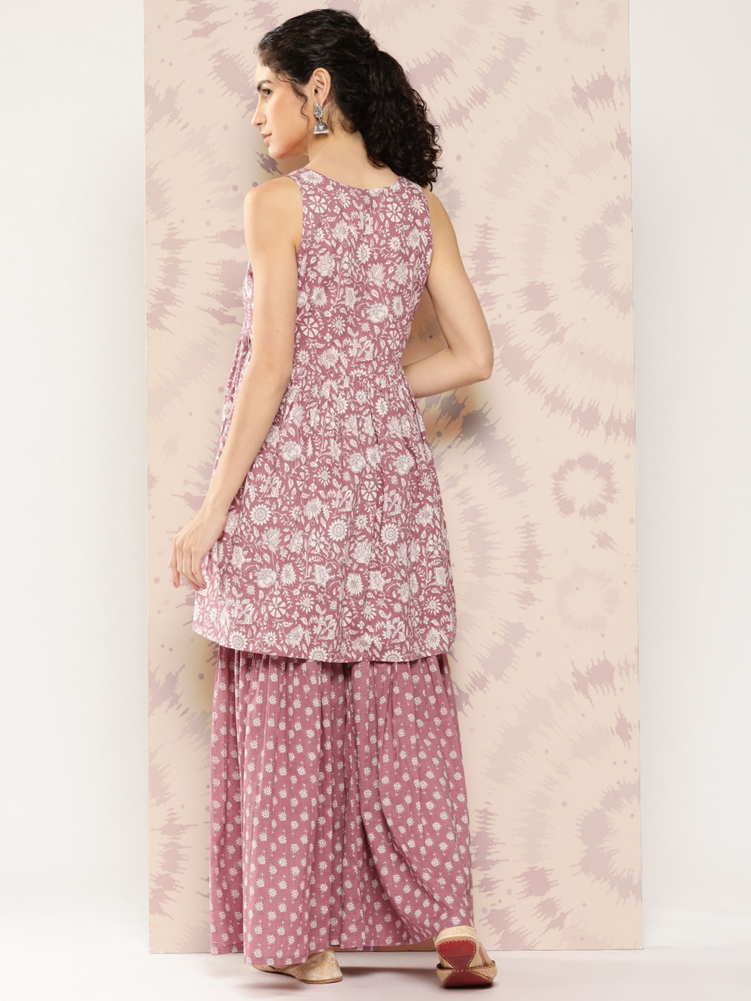 Kalini Women Floral Printed Empire Pure Cotton Kurta with Sharara | Swadesiicart