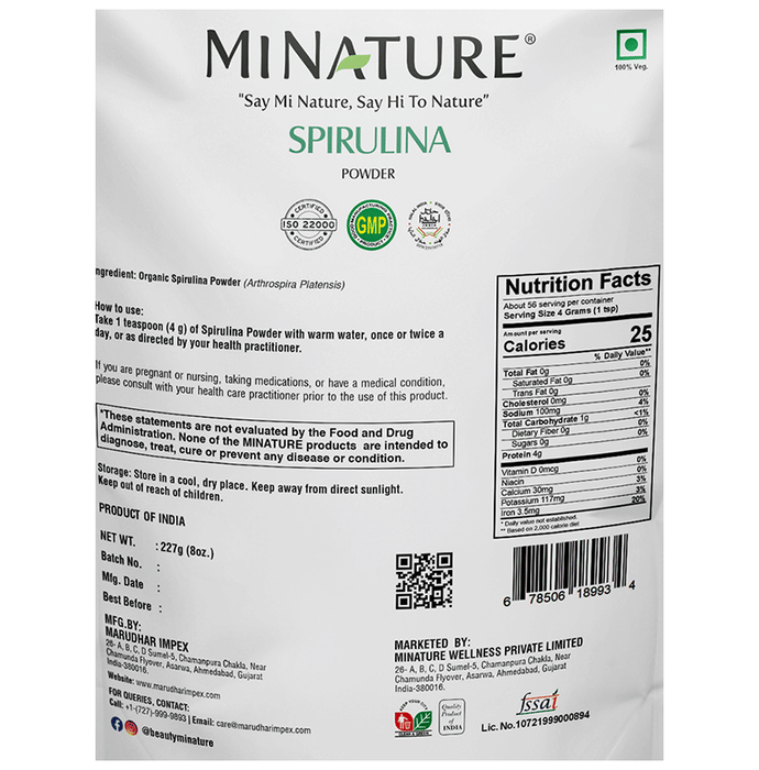 Minature Spirulina Organic Powder | Swadesiicart