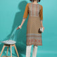 Vishudh Rust Ethnic Motifs Printed Straight Kurta - Swadesiicart