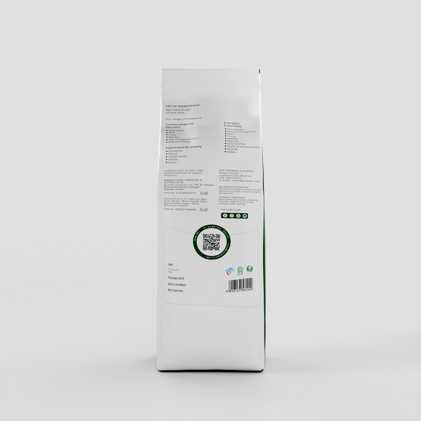 3 - Sprouted Khapli Wheat Atta - 900 gm