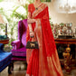 Mitera Red & Gold-Toned Woven Design Zari Silk Blend Banarasi Saree | Swadesiicart