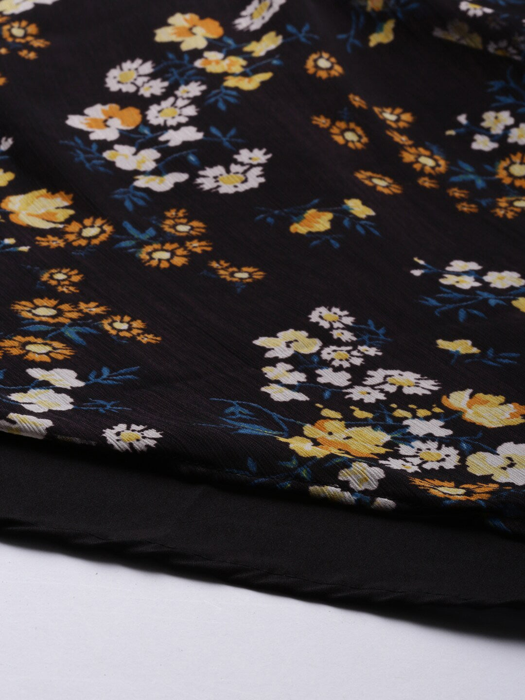 Souchii Women Black Floral Chiffon Maxi Dress - Swadesiicart
