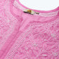 ADA Women Pink & White Ethnic Motifs Embroidered Chikankari Handloom Kurta with Trousers | Swadesiicart