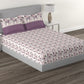 MYTRIDENT Mauve White Floral Cotton 144 TC Queen Bedsheet With 2 Pillow Covers - Swadesiicart