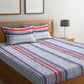 BOMBAY DYEING Red & Blue Striped Cotton 120 TC King Bedsheet with 2 Pillow Covers - Swadesiicart