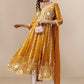 HERE&NOW Floral Lucknowi Chikankari Embroidered Georgette Anarkali Kurta with Dupatta | Swadesiicart