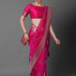 Mitera Pink & Silver-Toned Paisley Zari Silk Blend Banarasi Saree | Swadesiicart