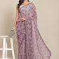 Tikhi Imli Mauve Batik Saree With Chikankari Lace | Swadesiicart