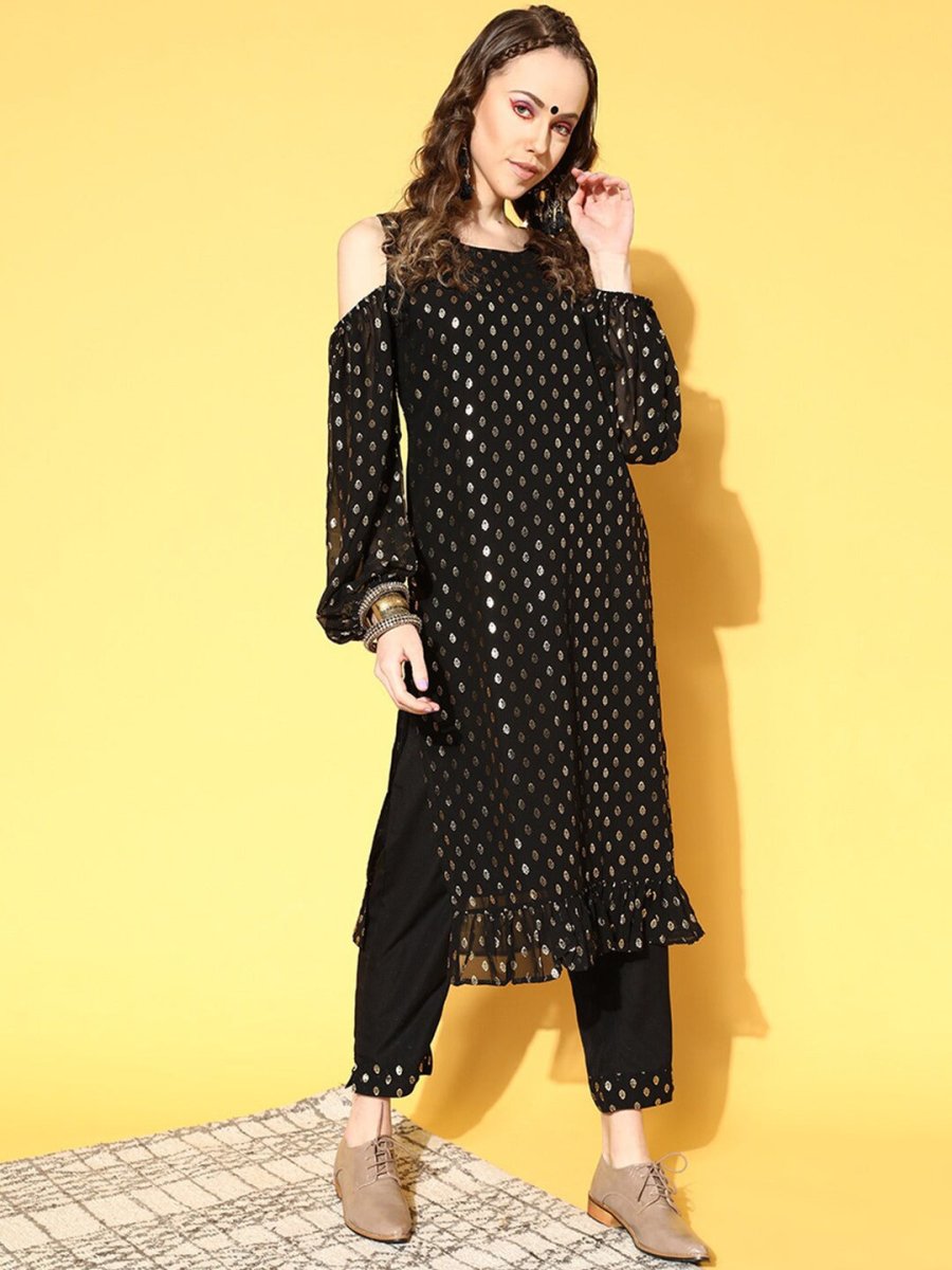 Ahalyaa Women Ethnic Motifs Printed Georgette Anarkali Kurta | Swadesiicart