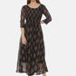 Souchii Women Black Printed Fit And Flare Beautiful Dress - SOUCHII