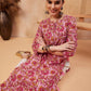 Anouk Floral Printed Round Neck Pure Cotton Straight Kurta - Swadesiicart