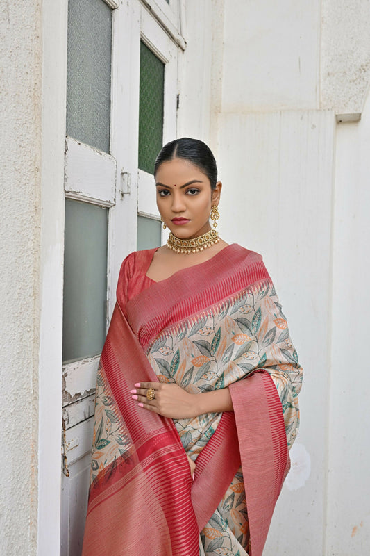 Vishnu Weaves Women's Pista Banarasi Silk Saree with Blouse - Swadesiicart