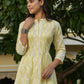 Juniper Women's Yellow Cambric Placement Floral Printed Tunic | Swadesiicart