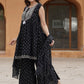 Kalini Ethnic Motifs Printed Tie-Up Neck Thread Work A-Line Kurta with Sharara & Dupatta | Swadesiicart