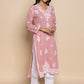 HOUSE OF KARI Floral Embroidered Fizaa Chikankari Pure Cotton Straight Kurta | Swadesiicart