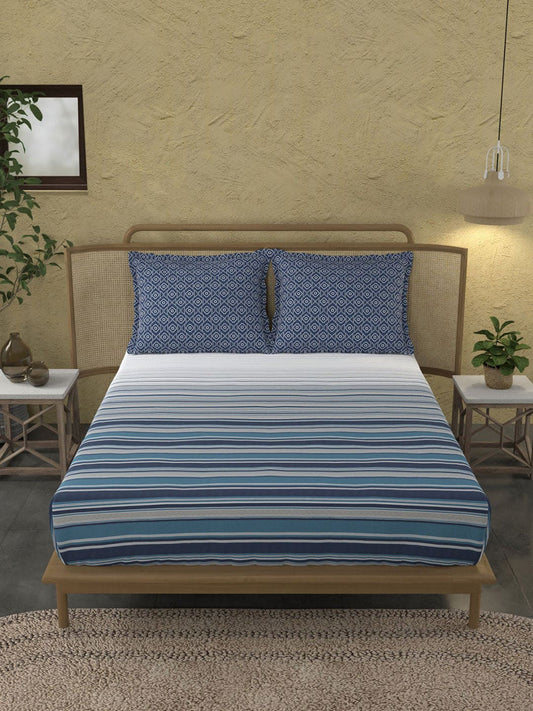 MYTRIDENT Unisex Blue Bedsheets - Swadesiicart