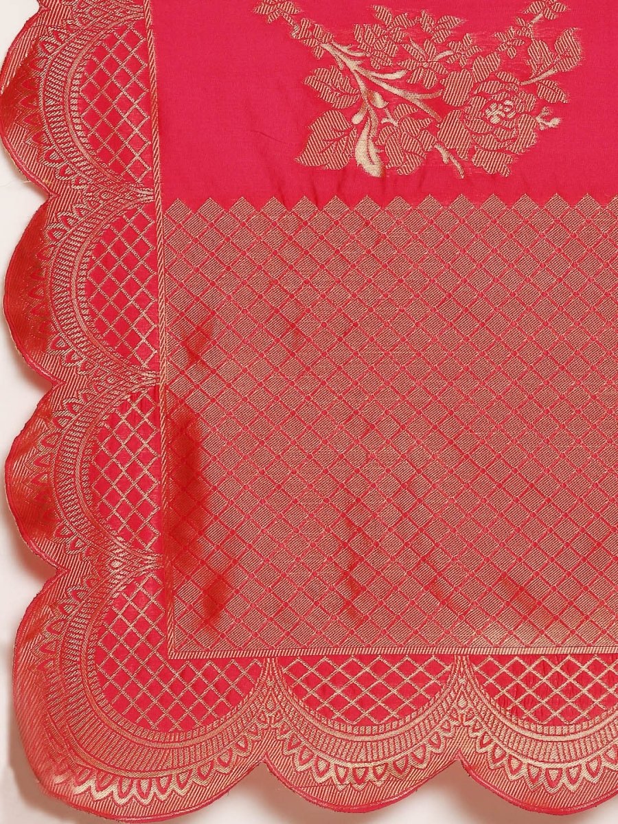 Anouk Pink Woven Design Pure Silk Banarasi Saree | Swadesiicart
