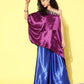 InWeave Women's Wine Navy Brocade Satin Oneshoulder Blue Palazzo Set - Swadesiicart
