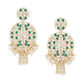 Shoshaa Green & Gold-Polished Kundan Studded Contemporary Jhumkas Earrings | Swadesiicart