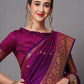 Mitera Magenta & Purple Woven Design Silk Blend Banarasi Saree | Swadesiicart