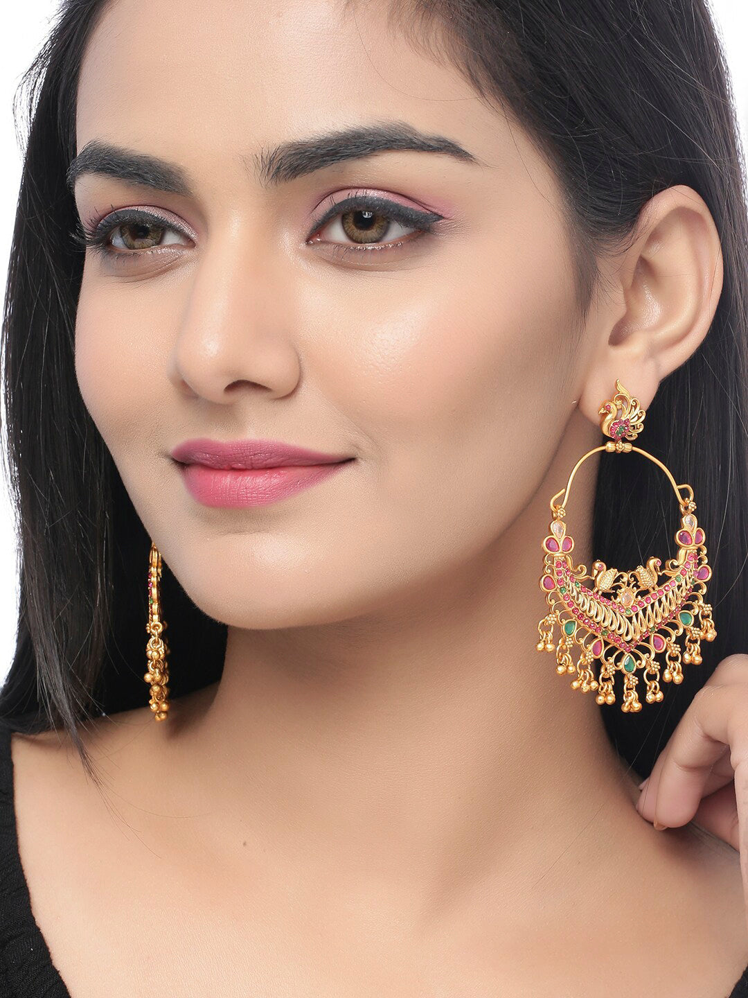 Shoshaa Gold-Polished Handcrafted Contemporary Chandbalis - Swadesiicart