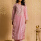 HOUSE OF KARI Floral Embroidered Silk Chikankari Kurta | Swadesiicart