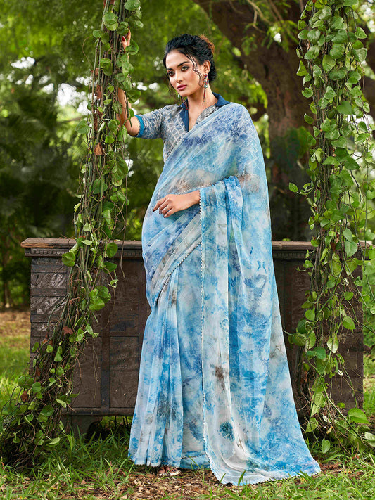 Tikhi Imli Tie and Dye Chiffon Saree | Swadesiicart
