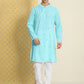 House of Pataudi Men Pure Cotton Embroidered Chikankari Jashn Kurta with Churidar | Swadesiicart