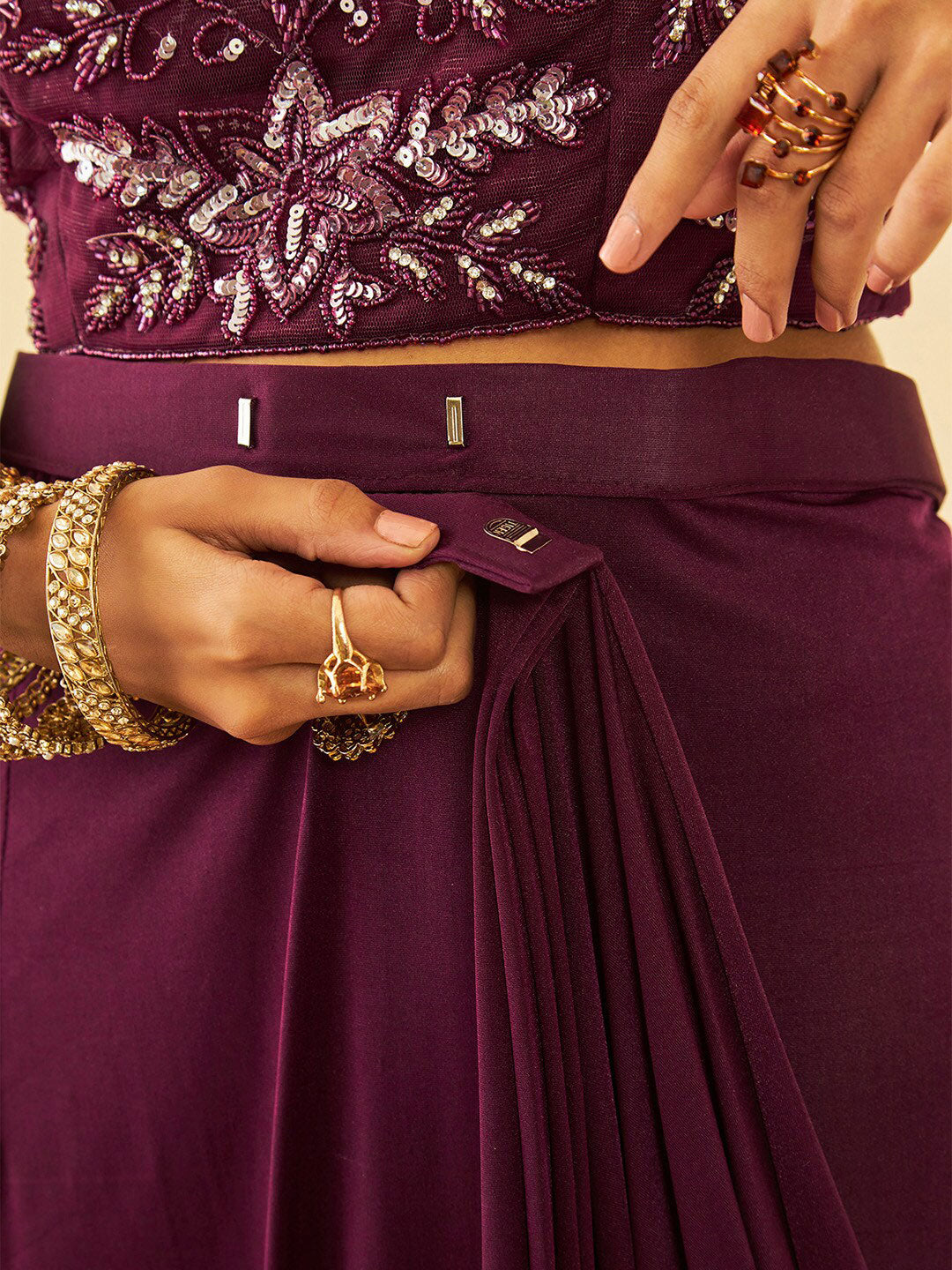 Soch Beads and Stones Embellished Ready to Wear Saree | Swadesiicart