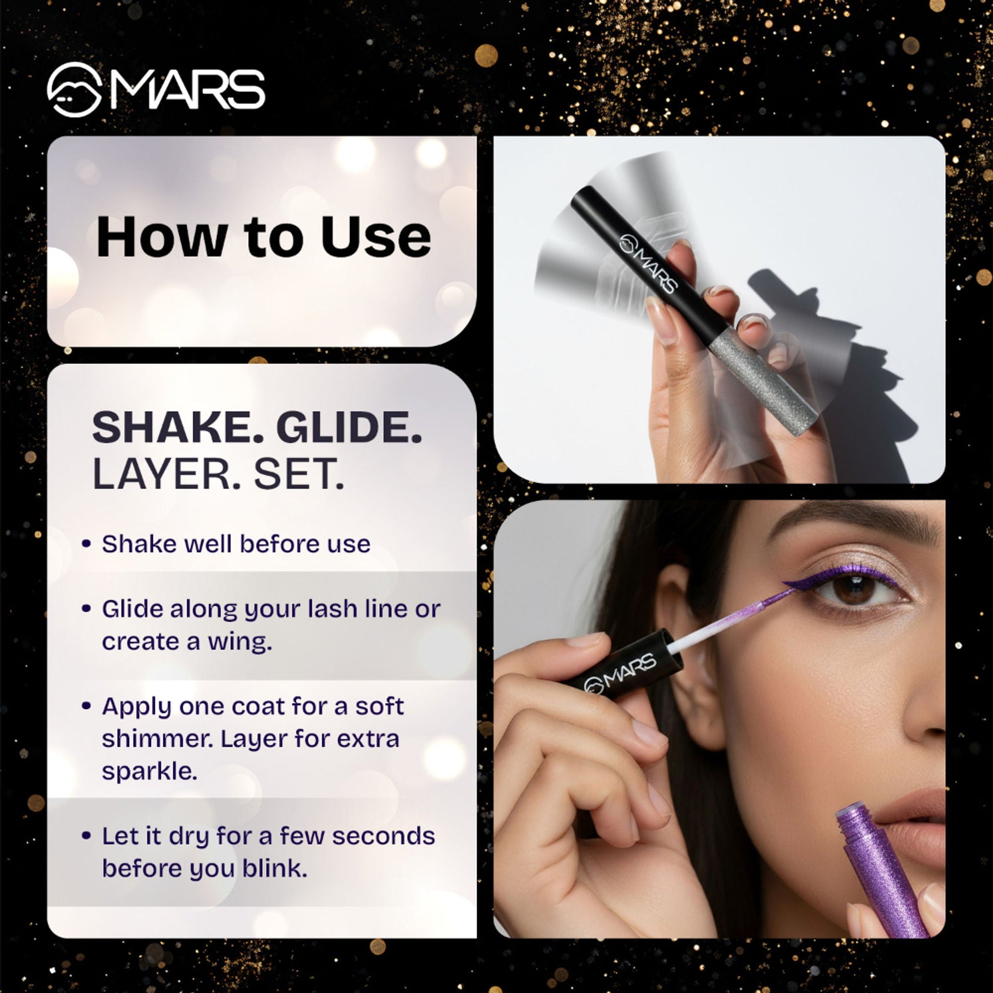 MARS Cosmetics Twinkle Wink Glitter Eyeliner - Midnight-Blue - Swadesiicart