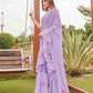 Tikhi Imli Printed Ruffle Saree With Mirror Embroidered Work Blouse | Swadesiicart