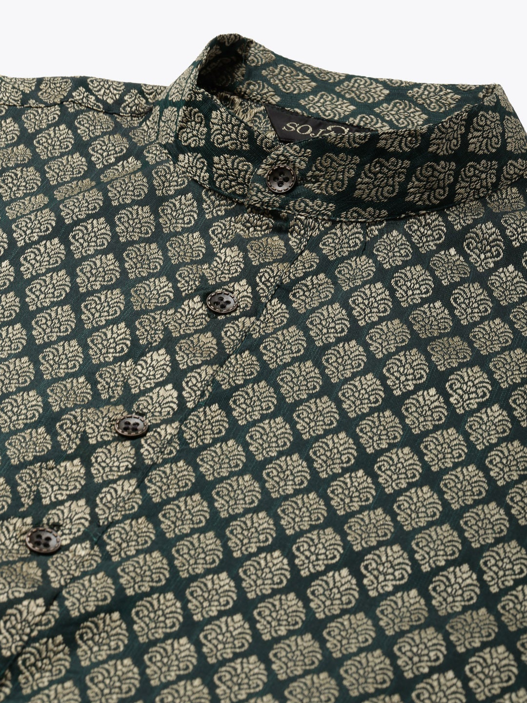 Sojanya Men Green Ethnic Motifs Kurta with Pyjama & Nehru Jacket | Swadesiicart