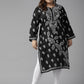 ADA Women Plus Size Black Floral Embroidered Chikankari Kurta | Swadesiicart