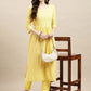 Sangria Yellow Ethnic Motifs Embroidered Chikankari A-Line Kurta | Swadesiicart