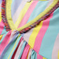 Ahalyaa Women Neon Green & Blue Candy Striped Kurta with Palazzos | Swadesiicart
